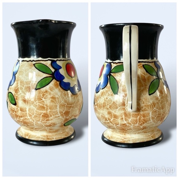 Ditmar Urbach Art Pottery Pitcher Vase Jug Hand Painted Czechoslovakia MCM 7.5” - Picture 5 of 10